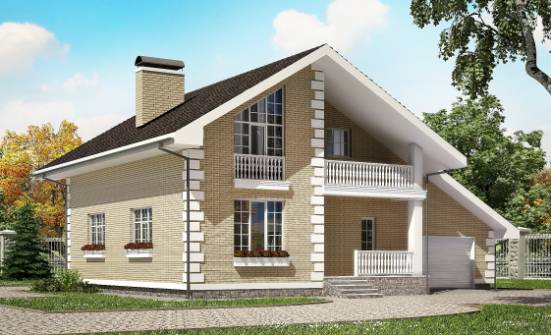190-005-П Проект двухэтажного дома с мансардой, гараж, просторный домик из газобетона Углич | Проекты домов от House Expert