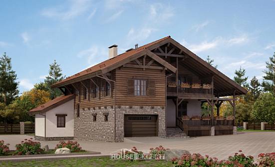 255-002-Л Проект двухэтажного дома с мансардой, гараж, красивый домик из поризованных блоков Рыбинск | Проекты домов от House Expert