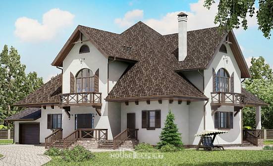 350-001-Л Проект двухэтажного дома мансардный этаж и гаражом, уютный загородный дом из поризованных блоков Рыбинск | Проекты домов от House Expert