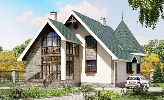 170-003-Л Проект двухэтажного дома мансардой, современный домик из бризолита Тутаев | Проекты домов от House Expert