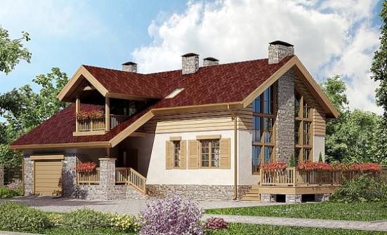 165-002-П Проект двухэтажного дома с мансардой и гаражом, небольшой дом из поризованных блоков Ярославль | Проекты домов от House Expert