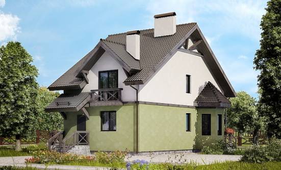 120-003-П Проект двухэтажного дома с мансардным этажом, простой загородный дом из твинблока Рыбинск | Проекты домов от House Expert