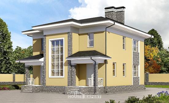 155-011-Л Проект двухэтажного дома, доступный загородный дом из пеноблока Ростов | Проекты домов от House Expert