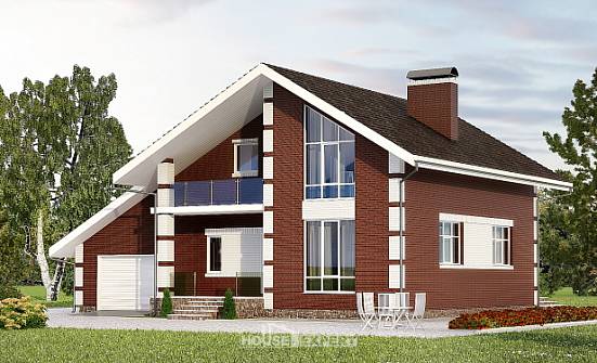 180-001-Л Проект двухэтажного дома с мансардным этажом, гараж, красивый домик из теплоблока Тутаев | Проекты домов от House Expert