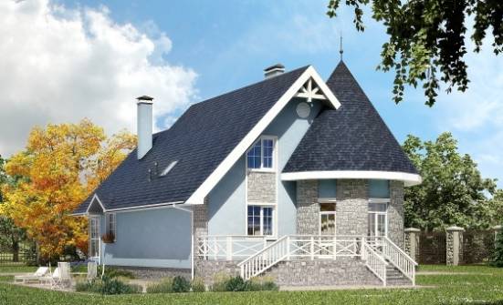 170-003-П Проект двухэтажного дома с мансардой, уютный загородный дом из бризолита Рыбинск | Проекты домов от House Expert