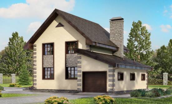 160-004-П Проект двухэтажного дома и гаражом, красивый коттедж из керамзитобетонных блоков Тутаев | Проекты домов от House Expert