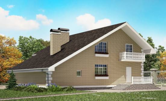 190-005-П Проект двухэтажного дома с мансардой, гараж, просторный домик из газобетона Углич | Проекты домов от House Expert
