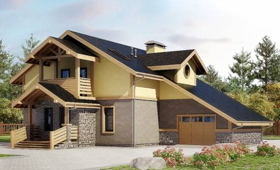 180-011-П Проект двухэтажного дома с мансардой и гаражом, уютный коттедж из газобетона Ярославль | Проекты домов от House Expert