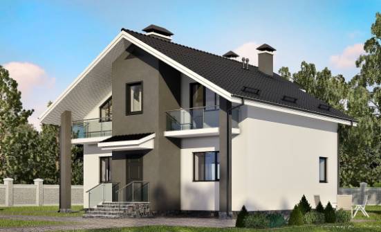 150-005-Л Проект двухэтажного дома мансардный этаж, простой домик из блока Углич | Проекты домов от House Expert