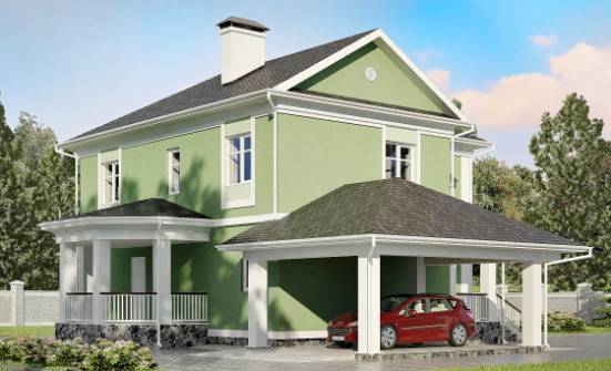 170-001-Л Проект двухэтажного дома, гараж, небольшой домик из поризованных блоков Переславль-Залесский | Проекты домов от House Expert