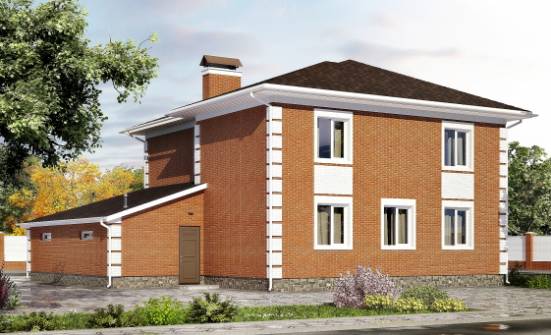 220-004-Л Проект двухэтажного дома, гараж, простой загородный дом из кирпича Рыбинск | Проекты домов от House Expert