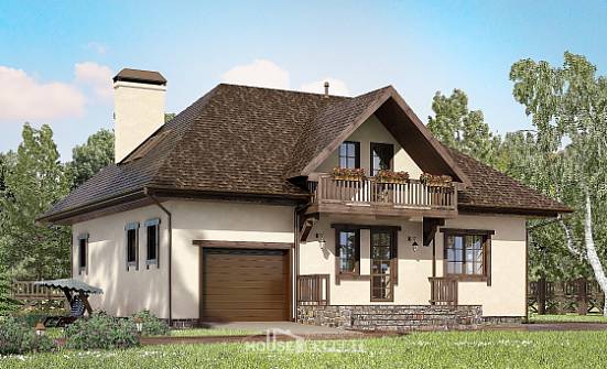 200-001-Л Проект двухэтажного дома мансардный этаж и гаражом, современный дом из газобетона Рыбинск | Проекты домов от House Expert