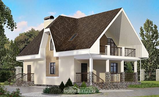 125-001-Л Проект двухэтажного дома с мансардным этажом, доступный домик из газосиликатных блоков Углич | Проекты домов от House Expert