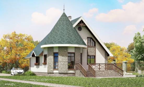 170-003-Л Проект двухэтажного дома мансардой, современный домик из бризолита Тутаев | Проекты домов от House Expert