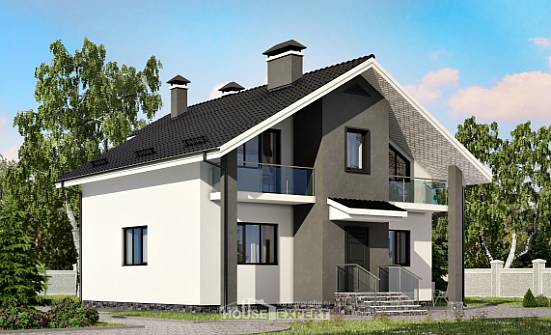 150-005-Л Проект двухэтажного дома мансардный этаж, простой домик из блока Углич | Проекты домов от House Expert
