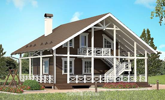 080-001-П Проект двухэтажного дома мансардой, скромный дом из дерева Ростов | Проекты домов от House Expert