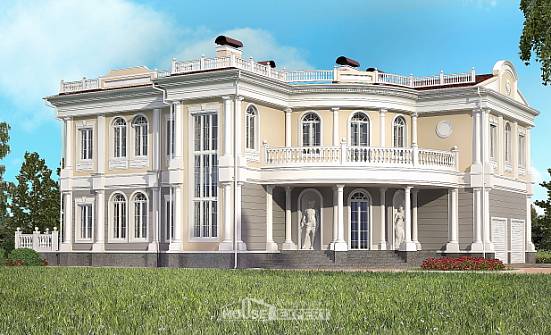 505-001-П Проект двухэтажного дома и гаражом, классический загородный дом из керамзитобетонных блоков Ростов | Проекты домов от House Expert