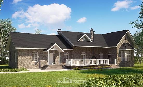 195-001-П Проект одноэтажного дома, уютный дом из кирпича Ростов | Проекты домов от House Expert