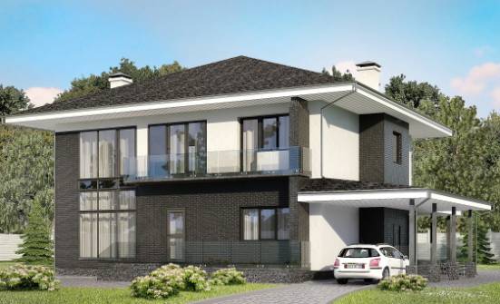245-002-П Проект двухэтажного дома, гараж, классический загородный дом из арболита Рыбинск | Проекты домов от House Expert