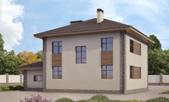 185-004-П Проект двухэтажного дома и гаражом, просторный загородный дом из пеноблока Ярославль | Проекты домов от House Expert
