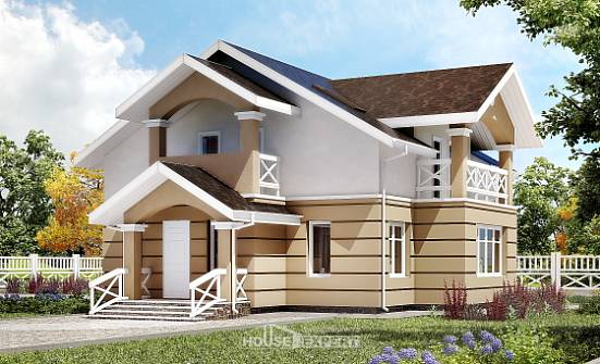155-009-П Проект двухэтажного дома мансардный этаж, экономичный домик из твинблока Рыбинск | Проекты домов от House Expert