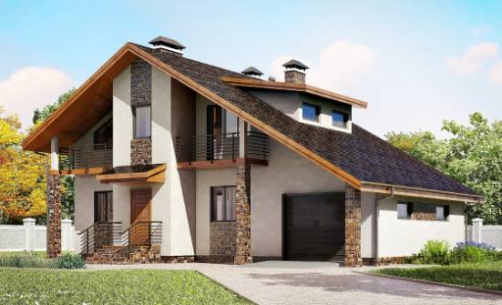 180-008-П Проект двухэтажного дома с мансардой, гараж, классический домик из керамзитобетонных блоков Тутаев | Проекты домов от House Expert