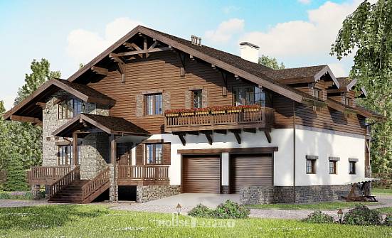 440-001-П Проект трехэтажного дома с мансардой и гаражом, просторный коттедж из кирпича Ярославль | Проекты домов от House Expert