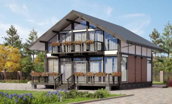 170-007-П Проект двухэтажного дома с мансардой, небольшой домик из бревен Ростов | Проекты домов от House Expert