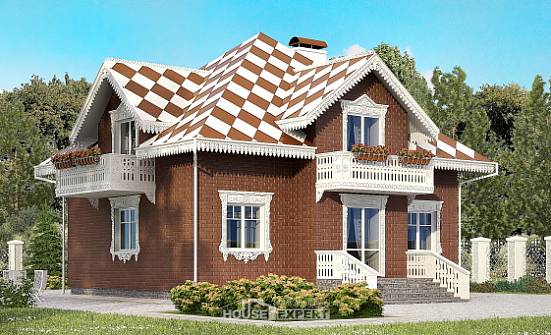 155-003-Л Проект двухэтажного дома мансардой и гаражом, уютный домик из бризолита Ростов | Проекты домов от House Expert