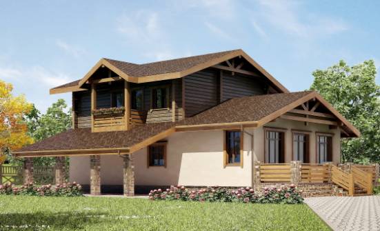 170-004-П Проект двухэтажного дома мансардный этаж, гараж, недорогой домик из теплоблока из дерева Тутаев | Проекты домов от House Expert