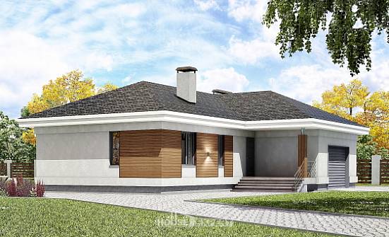 165-001-П Проект одноэтажного дома, гараж, простой загородный дом из поризованных блоков Ярославль | Проекты домов от House Expert