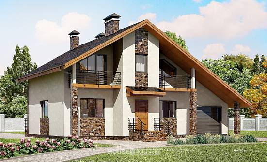 180-008-П Проект двухэтажного дома с мансардой, гараж, классический домик из керамзитобетонных блоков Тутаев | Проекты домов от House Expert