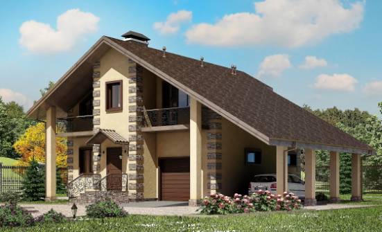 150-003-П Проект двухэтажного дома мансардой и гаражом, бюджетный дом из пеноблока Ярославль | Проекты домов от House Expert