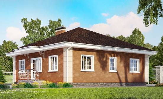 100-001-Л Проект одноэтажного дома, небольшой дом из пеноблока Углич | Проекты одноэтажных домов от House Expert