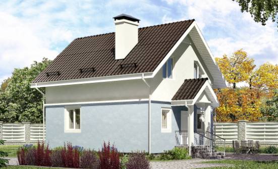 095-002-П Проект двухэтажного дома с мансардой, бюджетный коттедж из теплоблока Углич | Проекты домов от House Expert