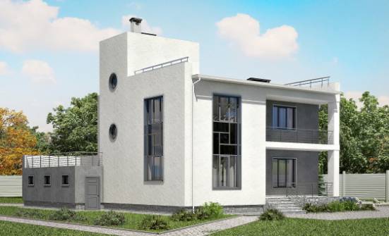 255-001-П Проект двухэтажного дома, гараж, красивый домик из твинблока Ростов | Проекты домов от House Expert