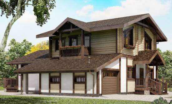 190-004-П Проект двухэтажного дома мансардой, гараж, классический загородный дом из газобетона из дерева Тутаев | Проекты домов от House Expert