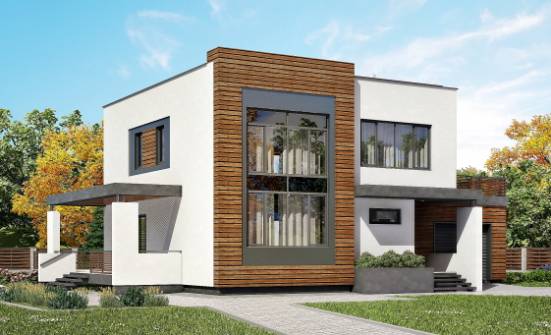 220-003-П Проект двухэтажного дома и гаражом, простой домик из арболита Углич | Проекты домов от House Expert