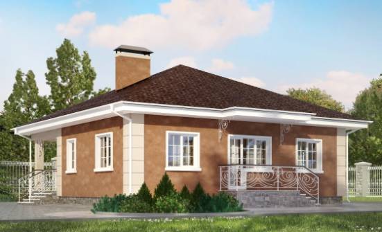 100-001-Л Проект одноэтажного дома, небольшой дом из пеноблока Углич | Проекты домов от House Expert