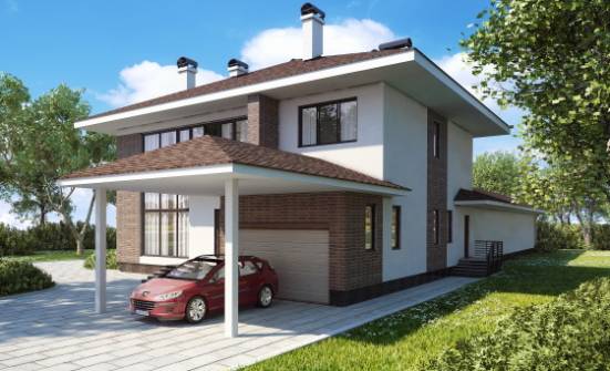 340-001-П Проект двухэтажного дома, гараж, уютный коттедж из кирпича Переславль-Залесский | Проекты домов от House Expert