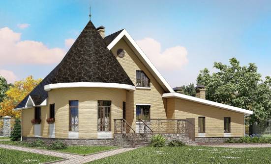 250-001-Л Проект двухэтажного дома мансардой, гараж, современный домик из поризованных блоков Ярославль | Проекты домов от House Expert