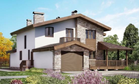 220-001-П Проект двухэтажного дома мансардой и гаражом, средний дом из теплоблока Углич | Проекты домов от House Expert