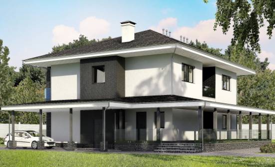 245-002-П Проект двухэтажного дома, гараж, классический загородный дом из арболита Рыбинск | Проекты домов от House Expert