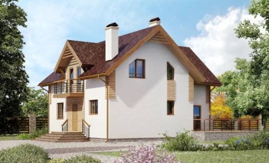 150-009-П  Проект двухэтажного дома с мансардой, скромный дом из арболита Углич | Проекты домов от House Expert