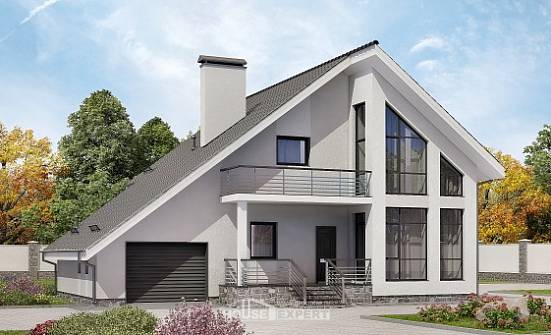 200-007-Л Проект двухэтажного дома мансардный этаж, гараж, красивый домик из газосиликатных блоков Рыбинск | Проекты домов от House Expert