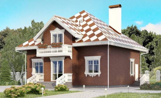 155-003-Л Проект двухэтажного дома мансардой и гаражом, уютный домик из бризолита Ростов | Проекты домов от House Expert