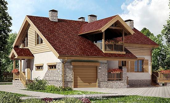 165-002-П Проект двухэтажного дома с мансардой и гаражом, небольшой дом из поризованных блоков Ярославль | Проекты домов от House Expert