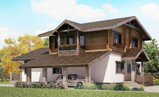 170-004-Л Проект двухэтажного дома мансардой и гаражом, компактный загородный дом из теплоблока из дерева Углич | Проекты домов от House Expert