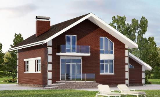 180-001-Л Проект двухэтажного дома с мансардным этажом, гараж, красивый домик из теплоблока Тутаев | Проекты домов от House Expert