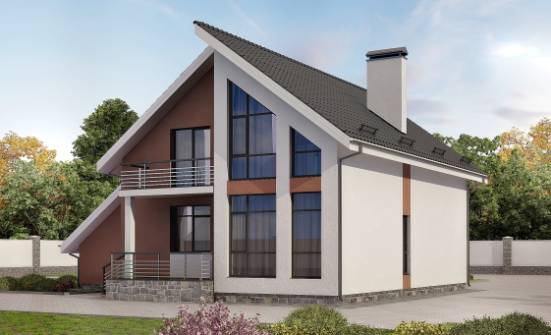 200-007-П Проект двухэтажного дома мансардой и гаражом, уютный домик из газобетона Рыбинск | Проекты домов от House Expert